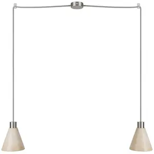 Creative Cables Suspension Multiple à 2 Lumières Avec Abat-jour En Bois En Forme De Cône Sans AmpouleVendu parbricoinn