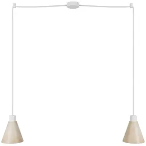Creative Cables Suspension Multiple à 2 Lumières Avec Abat-jour En Bois En Forme De Cône Sans AmpouleVendu parbricoinn