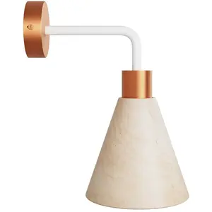 Creative Cables Lampe Fermaluce Avec Abat-jour Conique En Bois Et Extension Incurvée Avec Bulb pas cher