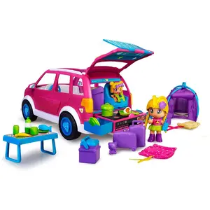 Pinypon, Famosa 700017015 Voiture de camping familiale d'été avec une mini poupée et un bébé et de nombreux accessoires pour filles et garçons à partir de 4 ans pas cher
