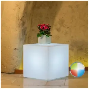 MONACIS Lampe carré en résine h 40 Lampe Blanche 40x40 cm mod. Cube le... pas cher