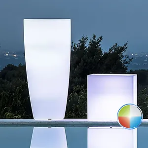 TEKCNOPLAST Pot lumineux rond mod. Agave H90 avec led Multicolor avec ... pas cher