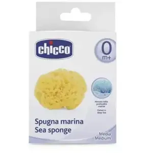 Chicco - Baby Badspons - Natuurlijke Zeespons - Fijne en Zachte Spons voor Gevoelige Huid - Voor Pasgeborenen - 0+ Maanden - Geel