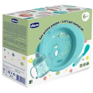 Chicco, Vaisselle + couverts pour enfants, Mahlzeit Geschenk-Set - BLUE - 6m+ pas cher