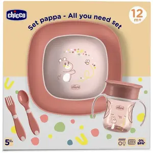 Chicco, Vaisselle + couverts pour enfants, Mahlzeit Geschenk-Set - PINK - 12m+ pas cher