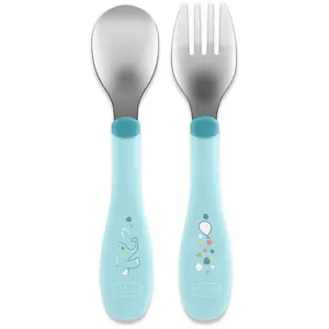 Chicco, Vaisselle + couverts pour enfants, Türkisfarbenes Metallbesteck 18m+ pas cher