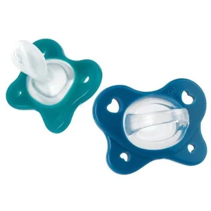 Chicco Gomme double douce, sucette en silicone 16 36 mois, bi-couleur, lot de gommettes avec double douceur, soutiennent la respiration et favorisent le bon développement de la bouche, 2 pièces, pas cher