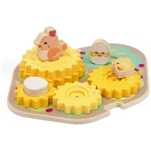 Chicco Toys houten kippenpuzzel met tandwielen - Montessorispeelgoed