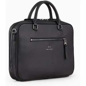 Armani Exchange Étui à lettres en cuir écologique avec 2 sangles Taille unique, Noir pas cher