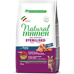 1,5kg Natural Trainer Sterilised truite pour chat pas cher