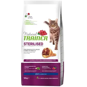 10 kg Sterilised jambon cru Natural Trainer pour chat pas cher