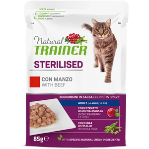 12x85g Veau adulte stérilisé Natural Trainer wet cat pas cher