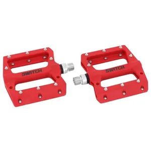 Pédales VTT descente - SWITCH - BMX résine filetage 9-16 avec picots argent - Rouge pas cher