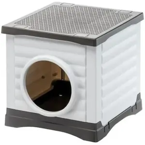 Comparateur de prix : Niche - FERPLAST - PETVILLA 50 - 385 x 43 x 385 cm - Blanc / Gris