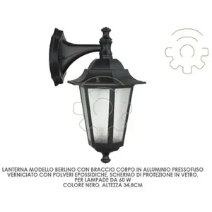 CAPALDO Lanterne Berlin avec bras 60W aluminium noir avec lampe de jar... pas cher