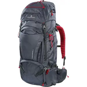 Sac à dos Ferrino overland 65+10L - gris foncé/rouge - TU pas cher