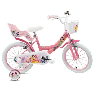 Vélo Enfant - 16 Pouces - 5 à 7 ans - Disney Princess - Roulettes stabilisatrices - Panier - Rose pas cher