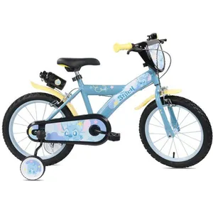 Vélo Enfant - 16 Pouces - 5 à 7 ans - Disney Stitch - Roulettes stabilisatrices - Bleu pas cher