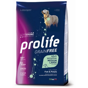 Prolife 10kg Poisson et pommes de terre Medium/Large sans céréales profil sensible pas cher