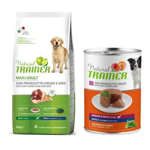 Natural Trainer Adult Maxi Nourriture sèche pour chiens avec jambon cru et riz 12 kg pas cher