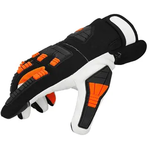 Gants d'hiver résistants aux coupures pour tronçonneuse 10/L noir, en cuir - Stocker pas cher