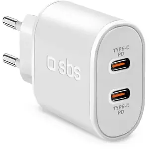 Chargeur mural SBS - Power Delivery 20 W - 2 sorties USB-C - Blanc pas cher