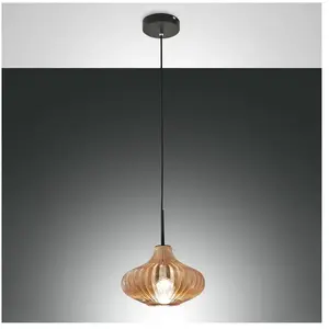 Fabas Luce, Suspension, 372340125Pendelle Budelli ambre (E27) pas cher