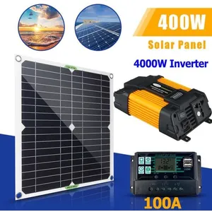 WELAN Kit Panneau Solaire avec Onduleur  Panneau Solaire 400 W et onduleur 4000W,Contrôleur 100A Kit Complet de Panneaux solairesVendu parcdiscount