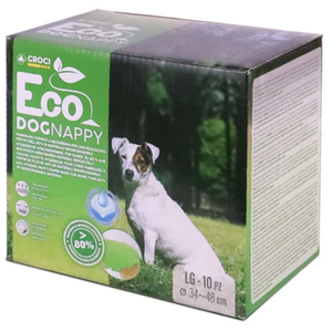 Croci Dog Nappy Eco Lot de 10 culottes absorbantes pour chiens femelles Taille L   Ø 34   48 cm   Couche hygiénique cycle et pipi pour chien, anti-odeur, jetable   Fermeture adhésive réglable pas cher