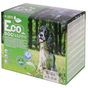 Croci Dog Nappy Eco Lot de 10 culottes absorbantes pour chiens femelles Taille XL   Ø 40   62 cm   Couche hygiénique cycle et pipi pour chien, anti-odeur, jetable   Fermeture adhésive réglable pas cher
