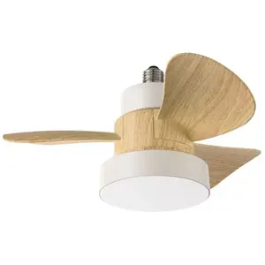 Ventilateur plafond Perenz blanc   LED 15W, pales ABS, 3 vitesses, silencieux, télécommande, E27, Ø36cm, style moderne pas cher