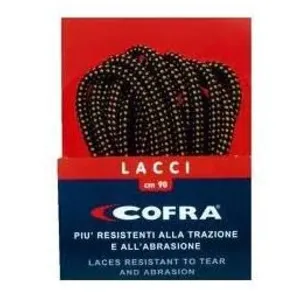 Cofra Paire de lacets rond couleur Noir/Marron 130 cm Ref AC-LAC-03 pas cher