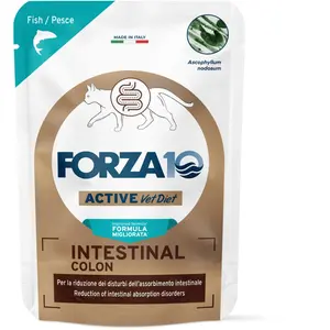 12x80g Forza 10 Intestinal Colon Active Vet Diet Poisson blanc nourriture pour chat humide pas cher