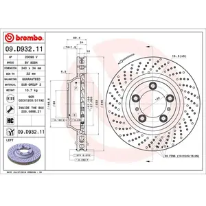 Remschijf 09D93211 Brembo