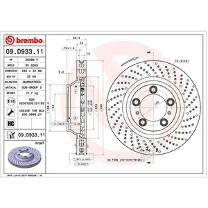 Remschijf 09D93311 Brembo