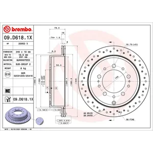BREMBO Disques de frein pour LEXUS: LX 470, LX 570 & TOYOTA: Land Cruiser (Ref: 09.D618.1X) pas cher