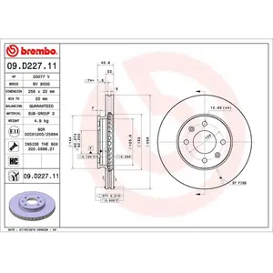 Remschijf 09D22711 Brembo