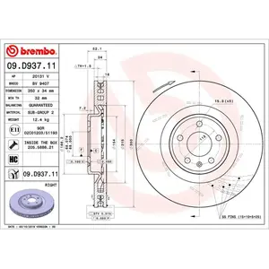 1 disque de frein brembo 09.d937.11 pas cher