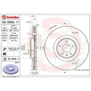 Comparateur de prix : BREMBO Disques de frein pour PORSCHE: Macan (Ref: 09.D939.11)