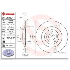 Remschijf 09D62611 Brembo