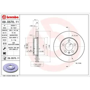 Remschijf 09D57011 Brembo