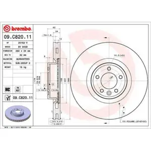 Remschijf 09C82011 Brembo