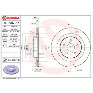 BREMBO Disques de frein pour LEXUS: NX, UX & TOYOTA: BZ4X, RAV4 & SUZUKI: Across (Ref: 09.D987.11) pas cher