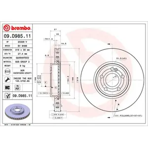 Remschijf 09D98511 Brembo pas cher