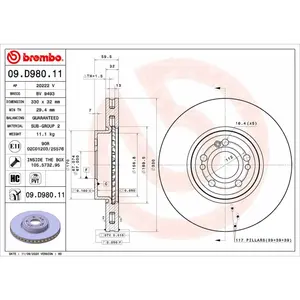 Remschijf 09D98011 Brembo