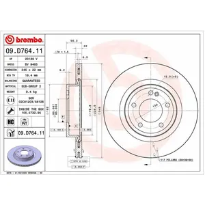 Remschijf 09D76411 Brembo