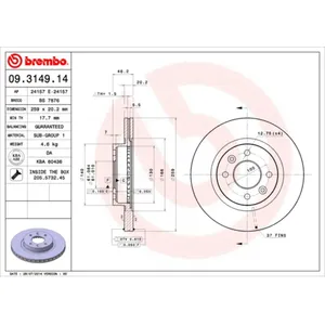 2 disques de frein brembo 09.3149.14 pas cher