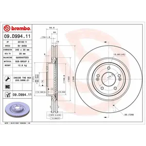 Remschijf 09D99411 Brembo pas cher