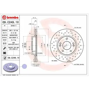 Remschijf 09C2491X Brembo pas cher