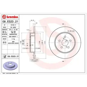 BREMBO Disques de frein pour TOYOTA: Yaris & MAZDA: 2 (Ref: 08.E523.21) pas cher